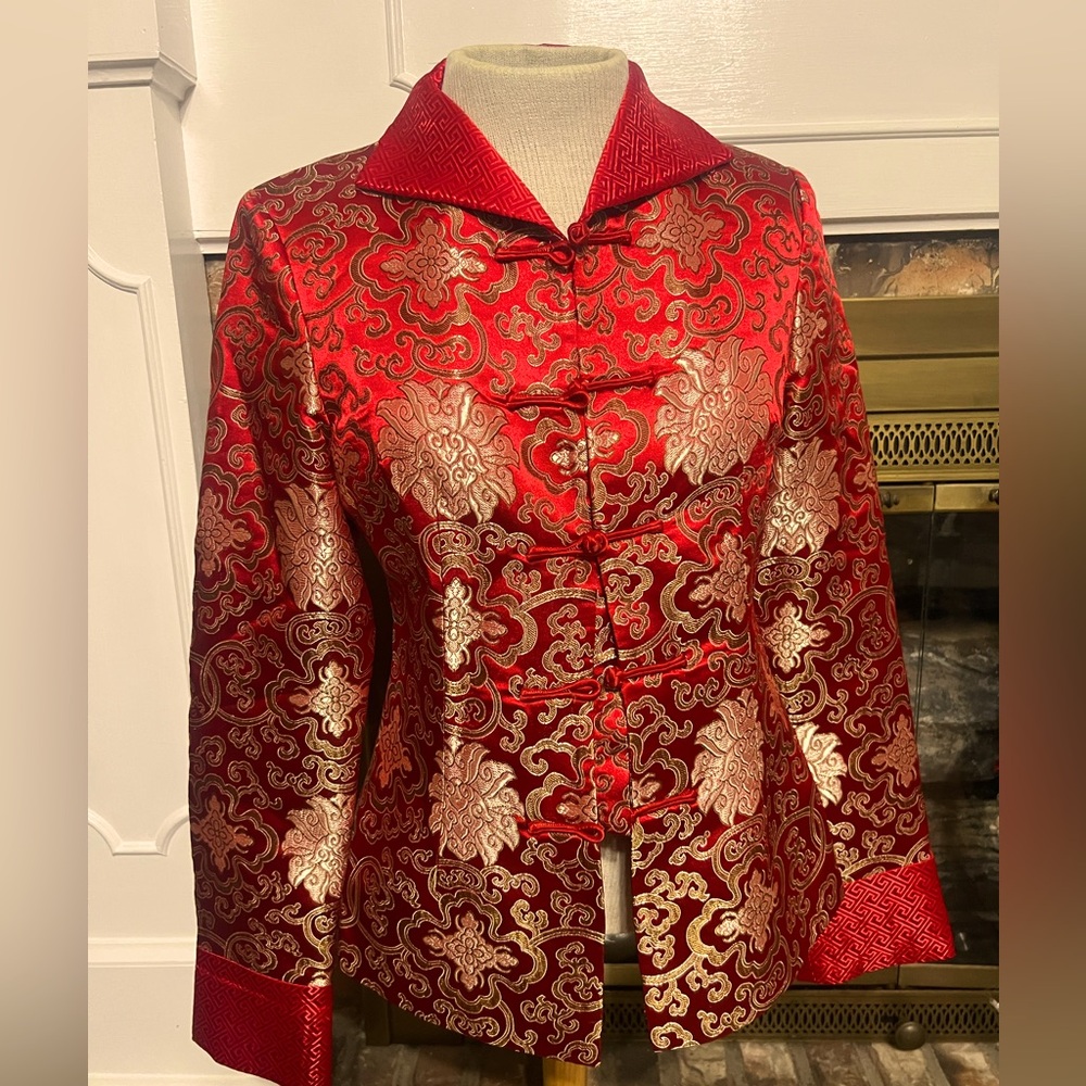 Vintage Custom made Chinese Satin Brocade Light Jacket (Blouse).